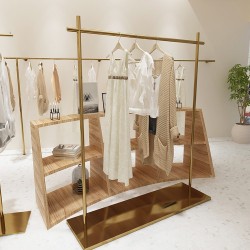 Стійка для суконь 1200х400х1700мм. з золотою полицею